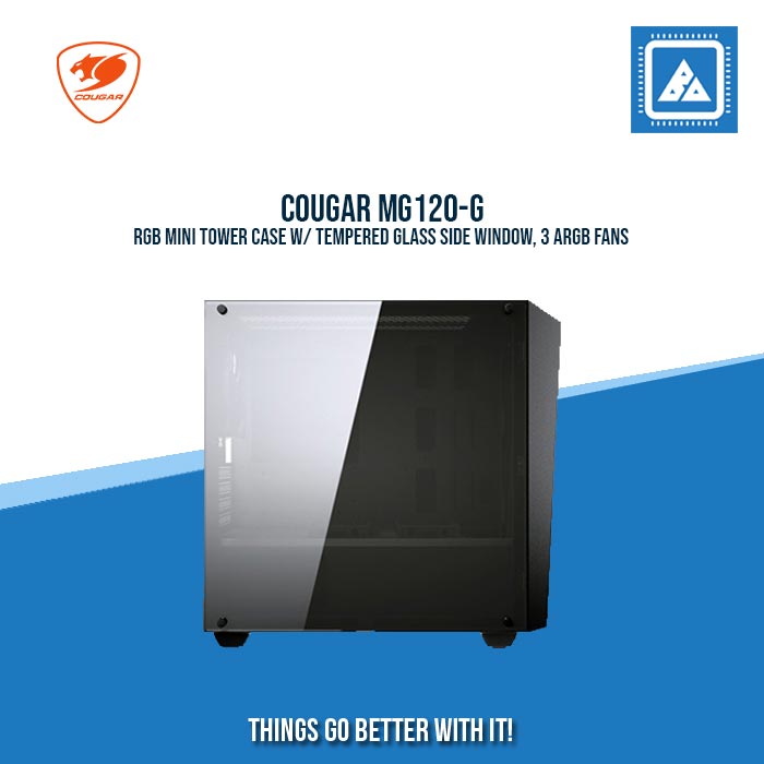 COUGAR MG120-G RGB MINI TOWER CASE W/ TEMPERED GLASS SIDE WINDOW, 3 ARGB FANS