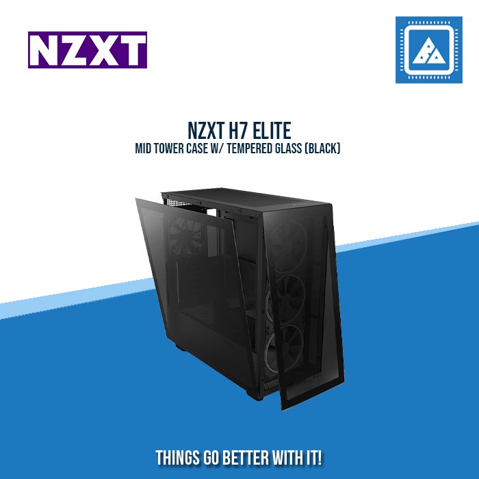 NZXT H7 ELITE MID TOWER CASE W/ TEMPERED GLASS (BLACK)
