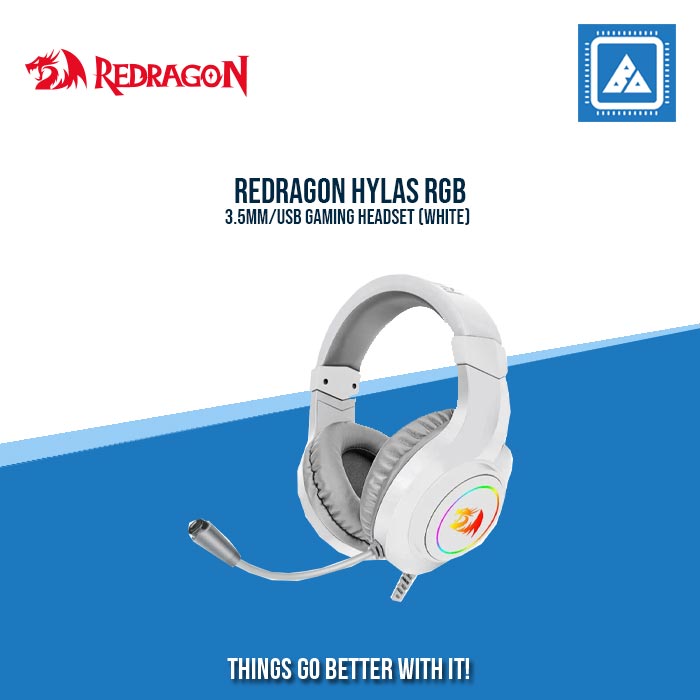 REDRAGON HYLAS RGB 3.5MM/USB GAMING HEADSET (WHITE)