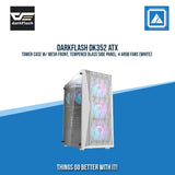 DARKFLASH DK352 ATX TOWER CASE W/ MESH FRONT, TEMPERED GLASS SIDE PANEL, 4 ARGB FANS (WHITE)