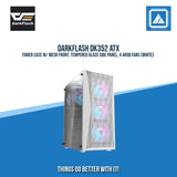 DARKFLASH DK352 ATX TOWER CASE W/ MESH FRONT, TEMPERED GLASS SIDE PANEL, 4 ARGB FANS (WHITE)