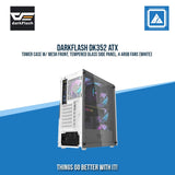 DARKFLASH DK352 ATX TOWER CASE W/ MESH FRONT, TEMPERED GLASS SIDE PANEL, 4 ARGB FANS (WHITE)
