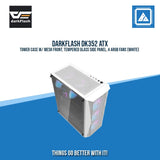 DARKFLASH DK352 ATX TOWER CASE W/ MESH FRONT, TEMPERED GLASS SIDE PANEL, 4 ARGB FANS (WHITE)