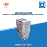 COUGAR MX430 AIR RGB MID TOWER CASE W/ TEMPERED GLASS SIDE WINDOW, DUAL ARGB STRIPS, 3 ARGB FANS (WHITE)