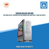 COUGAR MX430 AIR RGB MID TOWER CASE W/ TEMPERED GLASS SIDE WINDOW, DUAL ARGB STRIPS, 3 ARGB FANS (WHITE)