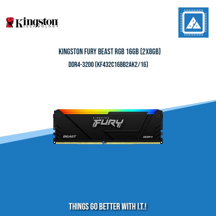 KINGSTON FURY BEAST RGB 16GB (2X8GB) DDR4-3200 (KF432C16BB2AK2/16)