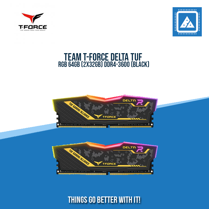 TEAM T-FORCE DELTA TUF RGB 64GB (2X32GB) DDR4-3600 (BLACK)