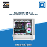 DARKFLASH DK415M M-ATX TOWER CASE W/ TEMPERED GLASS SIDE PANEL, 2 ARGB FANS (WHITE)