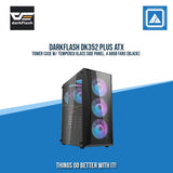 DARKFLASH DK352 PLUS ATX TOWER CASE W/ TEMPERED GLASS SIDE PANEL, 4 ARGB FANS (BLACK)