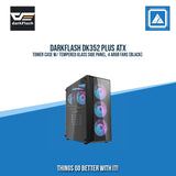 DARKFLASH DK352 PLUS ATX TOWER CASE W/ TEMPERED GLASS SIDE PANEL, 4 ARGB FANS (BLACK)