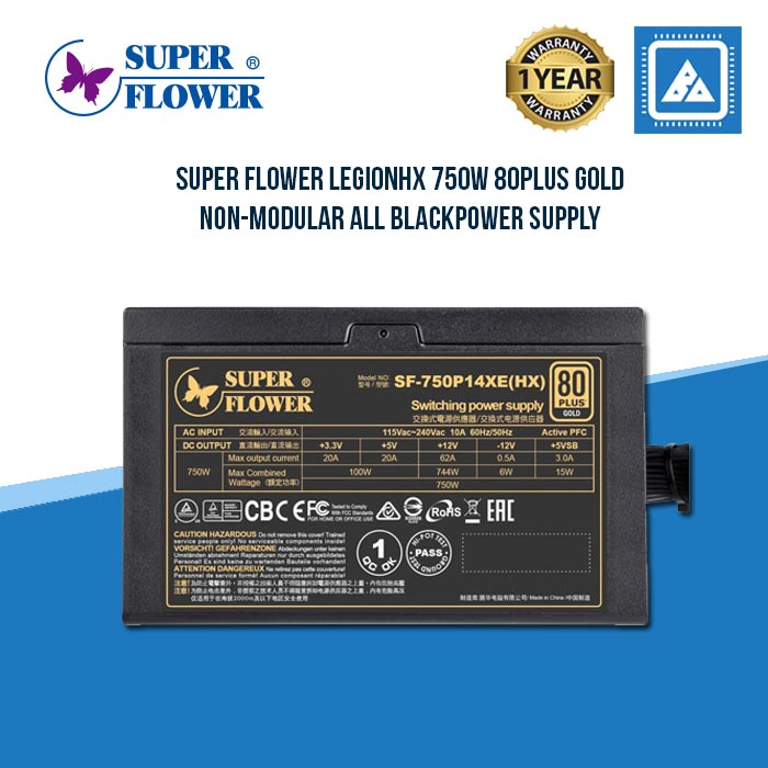 Super Flower LEGION Gold HX 750W 80Plus Gold Non-Modular All Black Flat Cables Power Supply