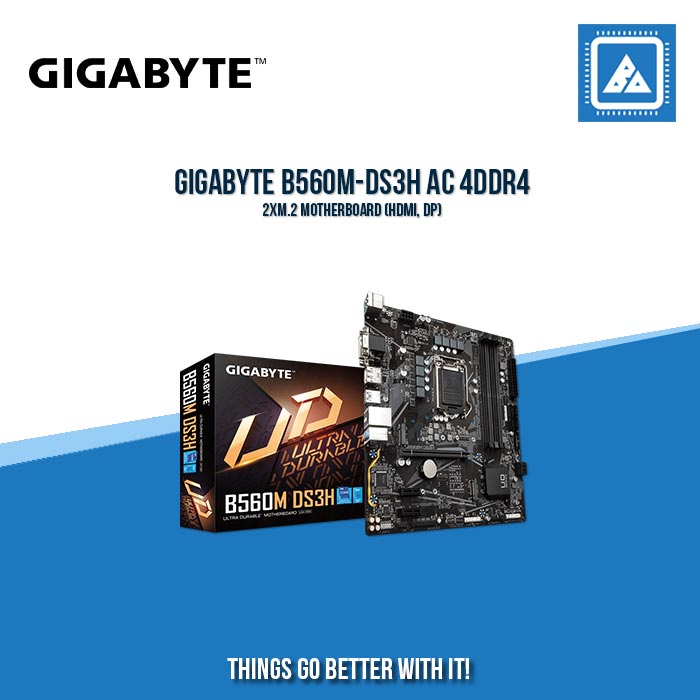 GIGABYTE B560M-DS3H AC 4DDR4 2XM.2 MOTHERBOARD (HDMI, DP)
