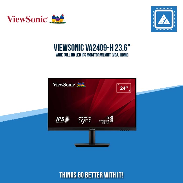 VIEWSONIC VA2409-H 23.6" WIDE FULL HD LED IPS MONITOR WLMNT (VGA, HDMI)