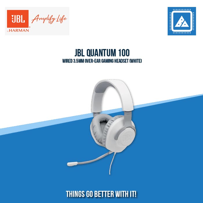 JBL QUANTUM 100 WIRED 3.5MM OVER-EAR GAMING HEADSET (WHITE)