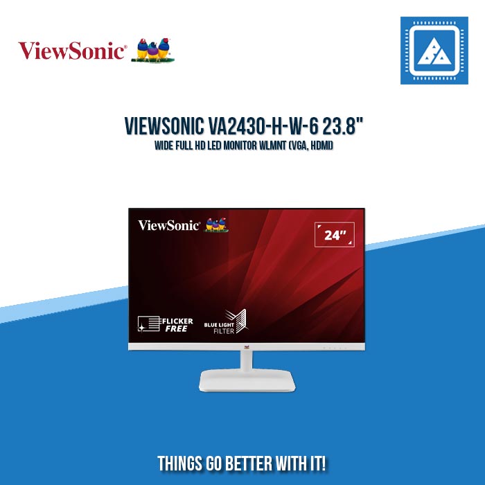 VIEWSONIC VA2430-H-W-6 23.8" WIDE FULL HD LED MONITOR WLMNT (VGA, HDMI)