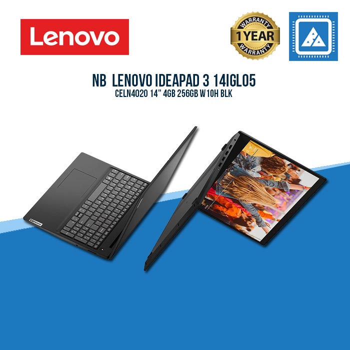 Lenovo IdealPad 3 14IGL05 81WH000HPH Intel Celeron N4020/4GB/256GB M.2 SSD/Intel UHD Graphics/Win10 Laptop Business Black