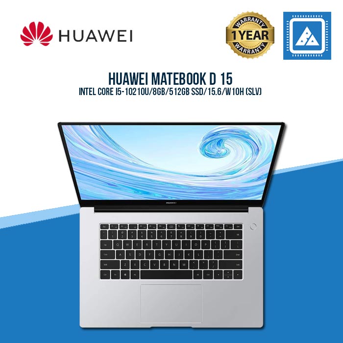 HUAWEI MATEBOOK D 15 I5-10210U | 8GB | 512GB SSD | 15.6 | W10H (SLV) Laptop  for Students and Freelancers