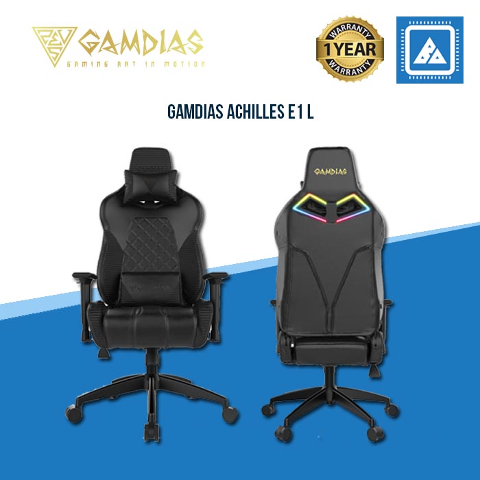 GAMDIAS ACHILLES E1 L MULTIFUNCTION PC RGB GAMING CHAIR BlueArm