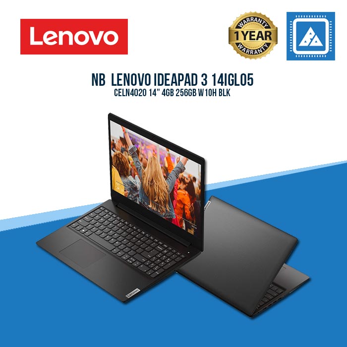 Lenovo IdealPad 3 14IGL05 81WH000HPH Intel Celeron N4020/4GB/256GB M.2 SSD/Intel UHD Graphics/Win10 Laptop Business Black