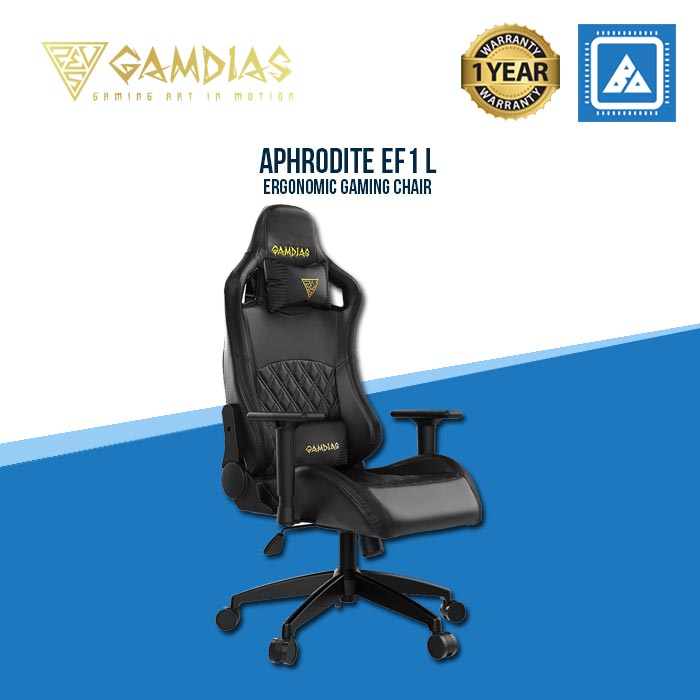 GAMDIAS Aphrodite EF1 L Gaming Chair, High Back Headrest and Lumbar with Ergonomic Racing Seat, Black