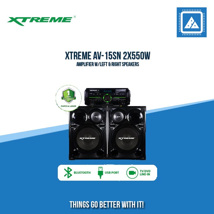 XTREME AV-15SN 2X550W AMPLIFIER W/LEFT & RIGHT SPEAKERS