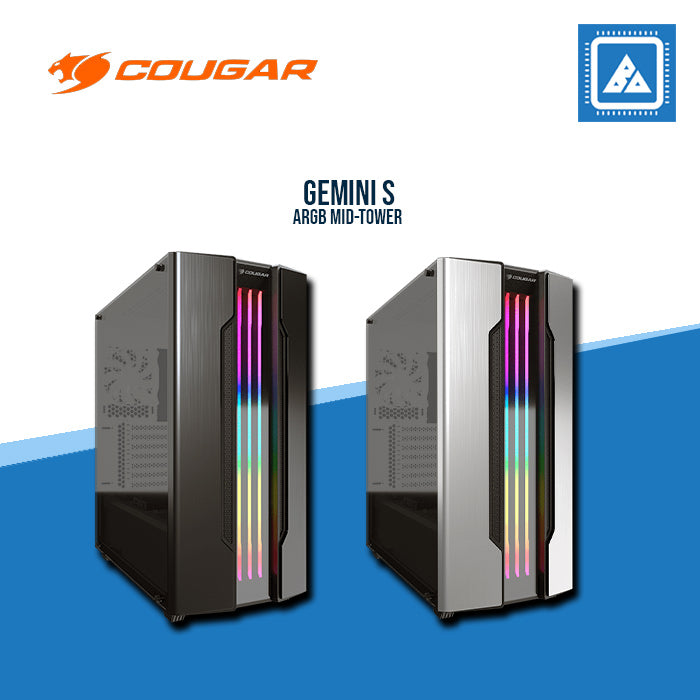 COUGAR CASE GEMINI S / MID-TOWER / ON BOARD RGB / TG / GULL WING DESIGN / (IRON GRAY | SILVER)