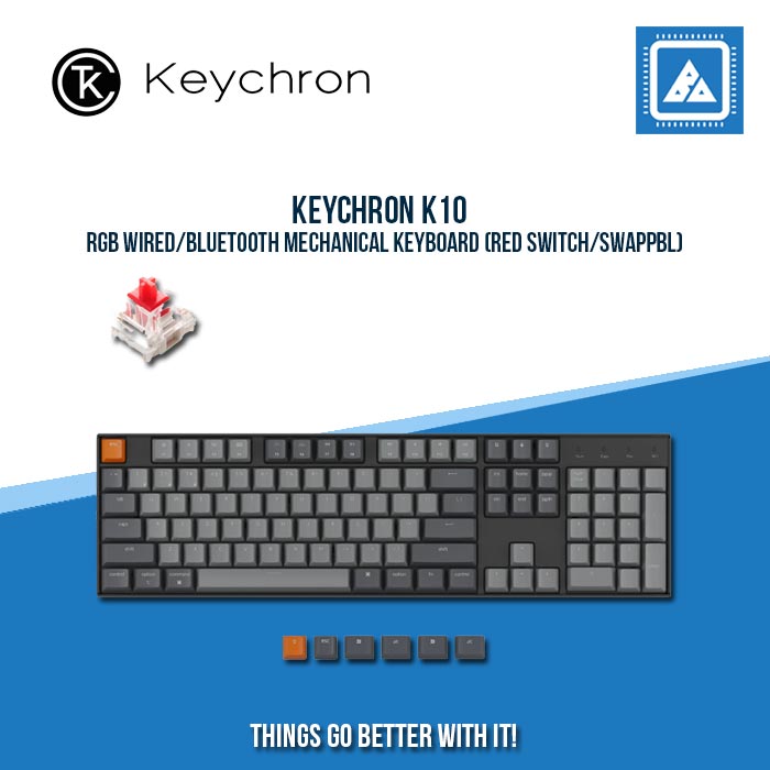 KEYCHRON K10 RGB WIRED/BLUETOOTH MECHANICAL KEYBOARD (RED SWITCH/SWAPPBL)