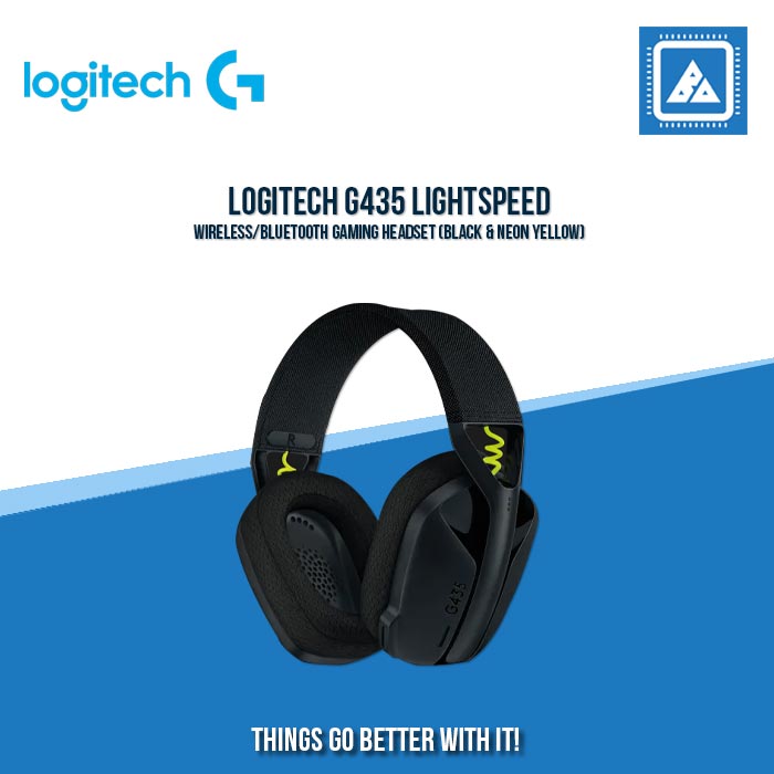 LOGITECH G435 LIGHTSPEED WIRELESS/BLUETOOTH GAMING HEADSET (BLACK & NEON YELLOW)