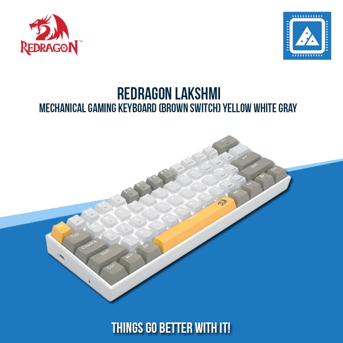 REDRAGON LAKSHMI MECHANICAL GAMING KEYBOARD (BROWN SWITCH) YELLOW WHITE GRAY