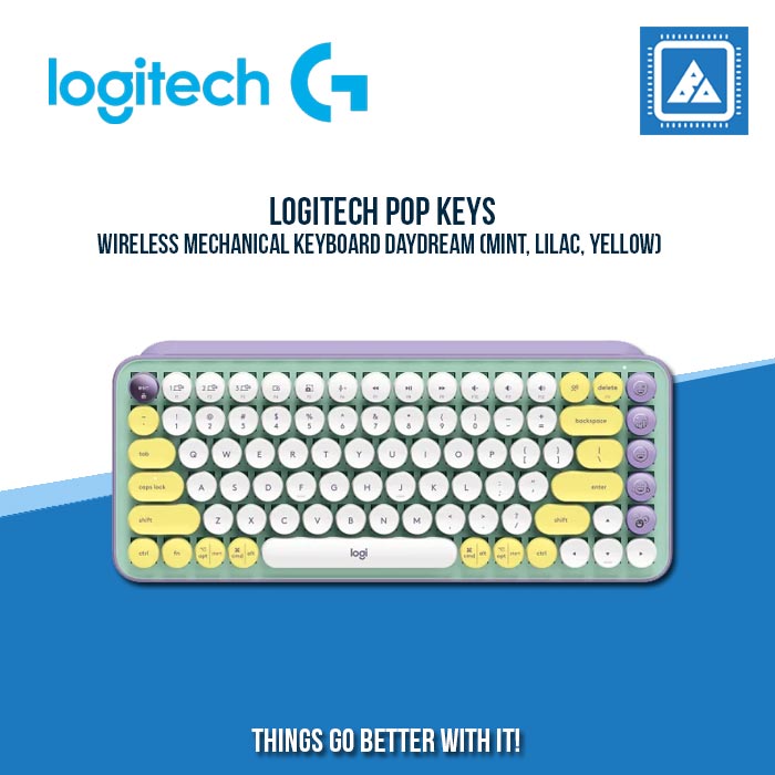 LOGITECH POP KEYS WIRELESS MECHANICAL KEYBOARD DAYDREAM (MINT, LILAC, YELLOW)