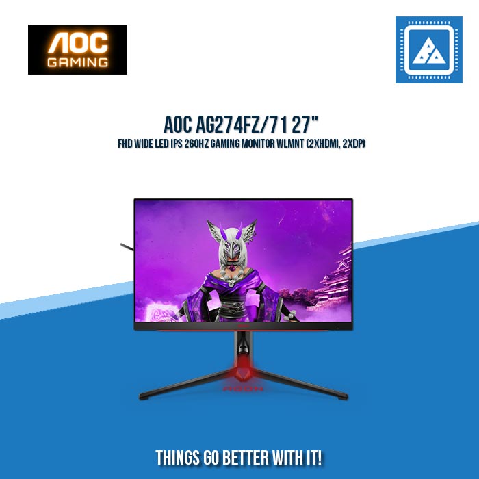 AOC AG274FZ/71 27" FHD WIDE LED IPS 260HZ GAMING MONITOR WLMNT (2XHDMI, 2XDP)