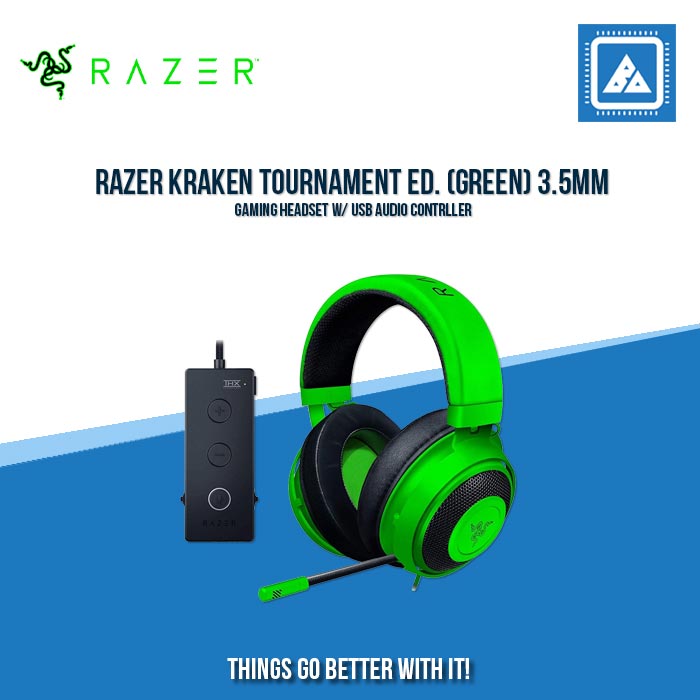 RAZER KRAKEN TOURNAMENT ED. (GREEN) 3.5MM GAMING HEADSET W/ USB AUDIO CONTRLLR