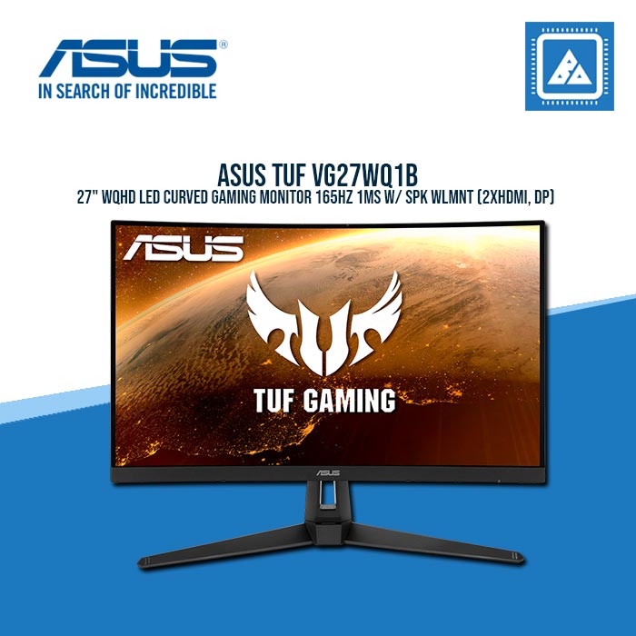 ASUS TUF VG27WQ1B 27" WQHD LED CURVED GAMING MONITOR 165HZ 1MS W/ SPK WLMNT (2XHDMI, DP)
