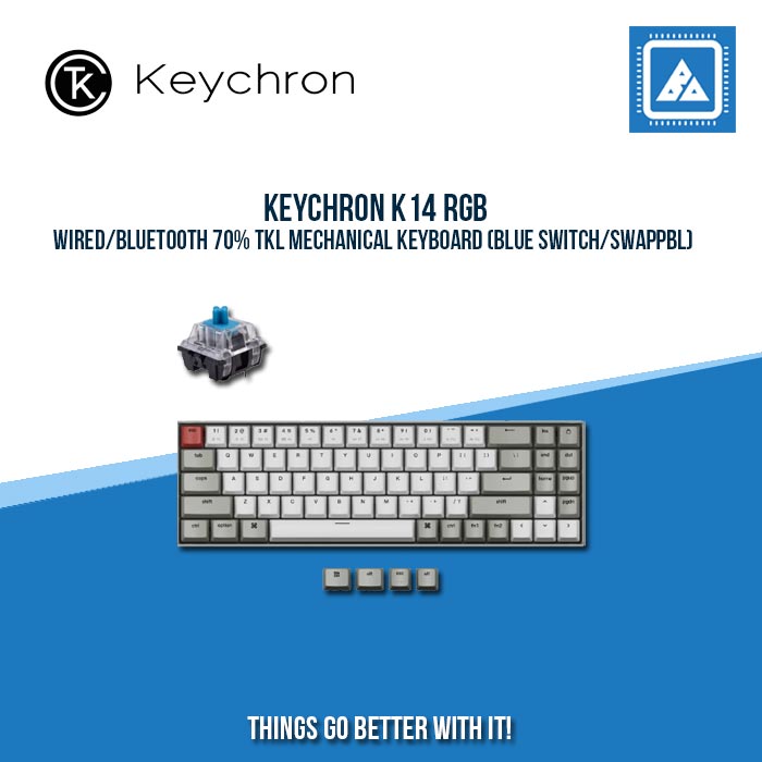 KEYCHRON K14 RGB WIRED/BLUETOOTH 70% TKL MECHANICAL KEYBOARD (BLUE SWITCH/SWAPPBL)