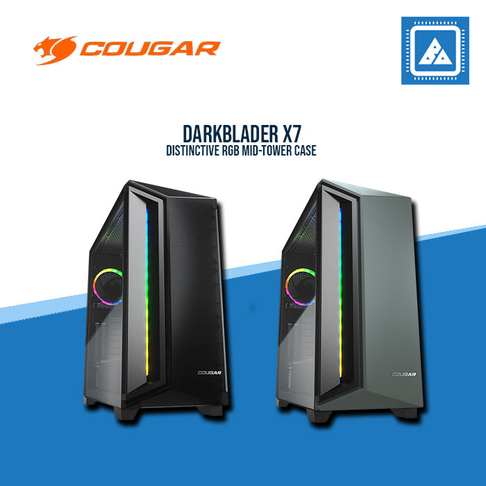 COUGAR DARKBLADER X7 ( TRANSLUCENT BLACK | MIDNIGHT GREEN ) RGB / MID TOWER / Tempered Glass