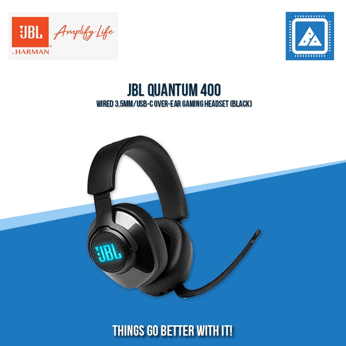 JBL QUANTUM 400 WIRED 3.5MM/USB-C OVER-EAR GAMING HEADSET (BLACK)