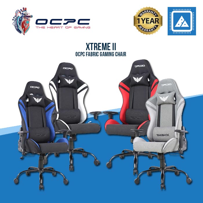 OCPC XT II FABRIC GAMING CHAIR /METAL BASE/2D ARMREST GRAY WHITE| BLACK BLUE| BLACK RED| BLACK WHITE