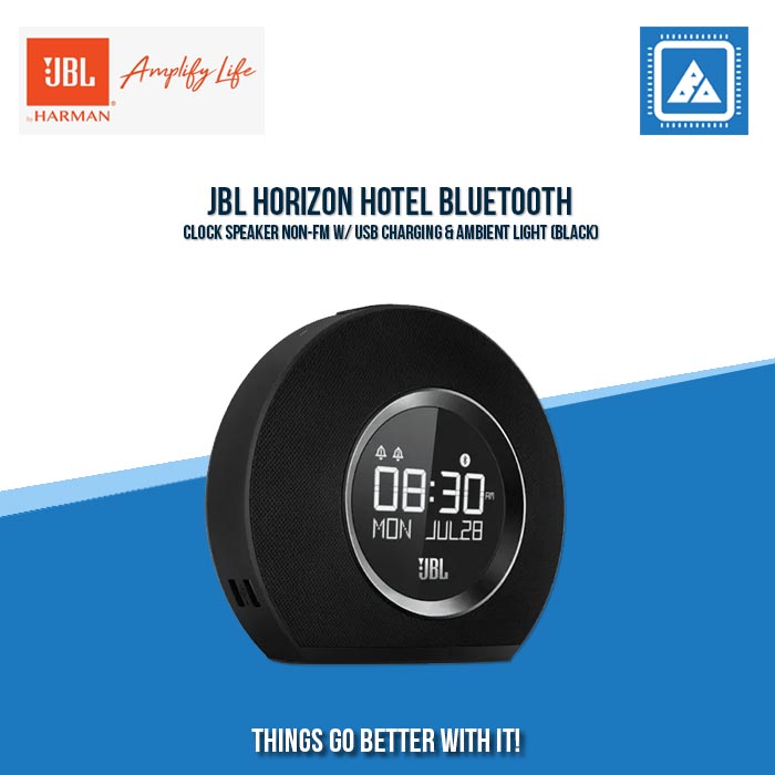 JBL HORIZON HOTEL BLUETOOTH CLOCK SPEAKER NON-FM W/ USB CHARGING & AMBIENT LIGHT (BLACK)