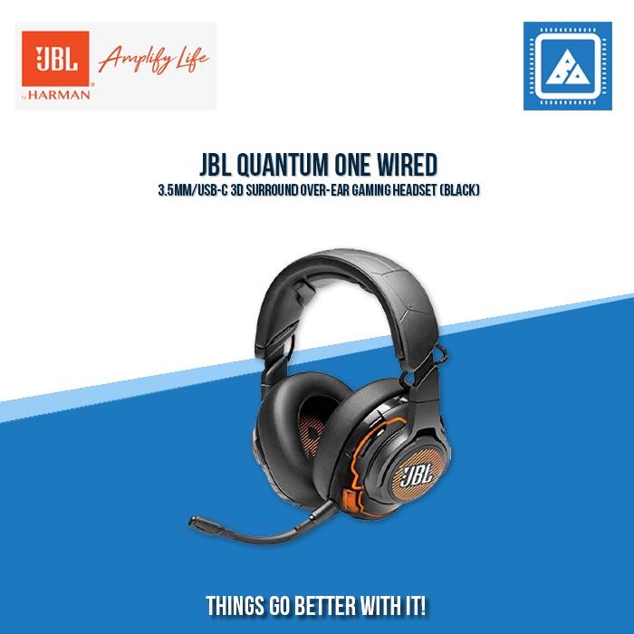 JBL QUANTUM ONE WIRED 3.5MM/USB-C 3D SURROUND OVER-EAR GAMING HEADSET (BLACK)
