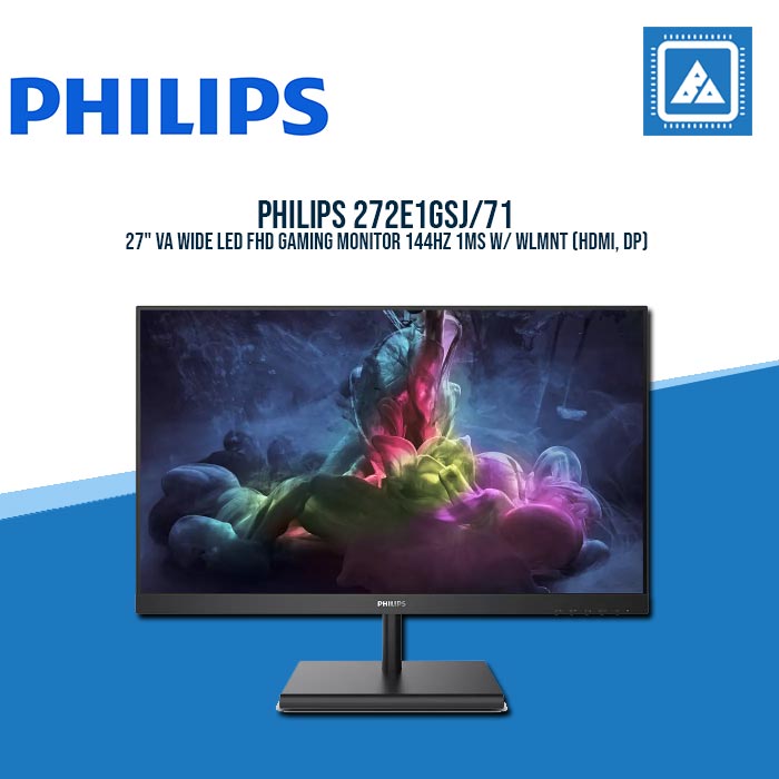 PHILIPS 272E1GSJ/71 27" VA WIDE LED FHD GAMING MONITOR 144HZ 1MS W/ WLMNT (HDMI, DP)