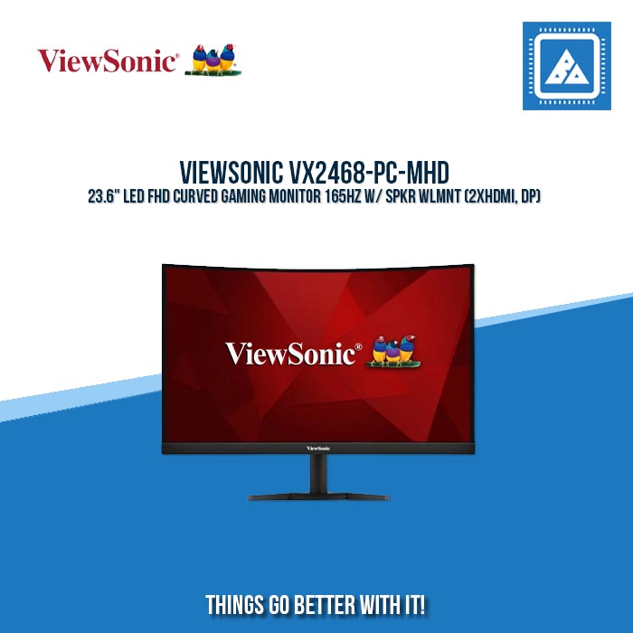 VIEWSONIC VX2468-PC-MHD 23.6" LED FHD CURVED GAMING MONITOR 165HZ W/ SPKR WLMNT (2XHDMI, DP)