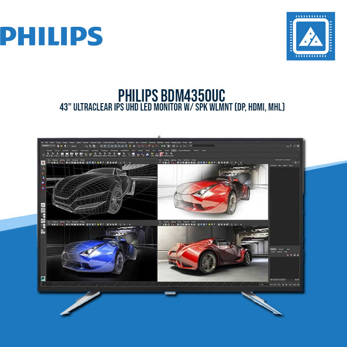 PHILIPS BDM4350UC 43" ULTRACLEAR IPS UHD LED MONITOR W/ SPK WLMNT (DP, HDMI, MHL)