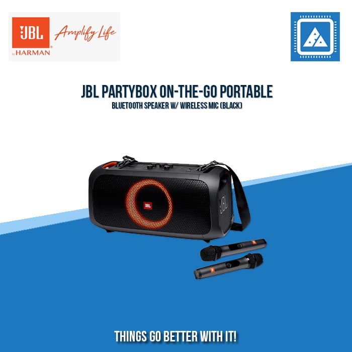 JBL PARTYBOX ON-THE-GO PORTABLE BLUETOOTH SPEAKER W/ WIRELESS MIC (BLACK)