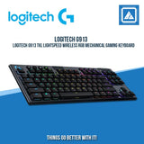 LOGITECH G913 TKL LIGHTSPEED WIRELESS RGB MECHANICAL GAMING KEYBOARD - GL LINEAR