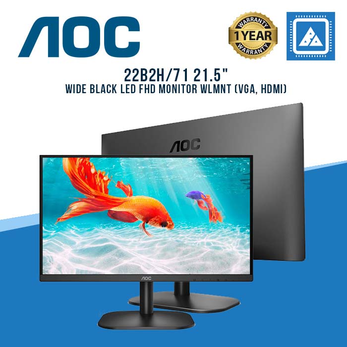AOC 22B2H/71 21.5" WIDE BLACK LED FHD MONITOR WLMNT (VGA, HDMI)