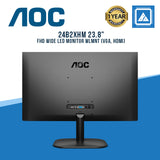 AOC 24B2XHM 23.8" FHD WIDE LED MONITOR WLMNT (VGA, HDMI)
