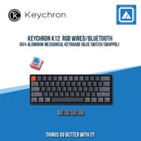 KEYCHRON K12 RGB WIRED/BLUETOOTH 60% ALUMINUM MECHANICAL KEYBOARD (BLUE SWITCH/SWAPPBL)