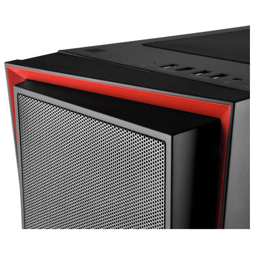 Redline 06 Black | White ATX Mid Tower Case w/ Red Trim + 3x120mm Red LED fan & Tempered Glass Side Panel