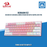 REDRAGON FIZZ RGB WIRED 60% MECHANICAL GAMING KEYBOARD (RED SWITCH/SWAPPBL) WHITE PINK