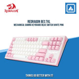 REDRAGON BES TKL MECHANICAL GAMING KEYBOARD (BLUE SWITCH) WHITE PINK|PINK WHITE